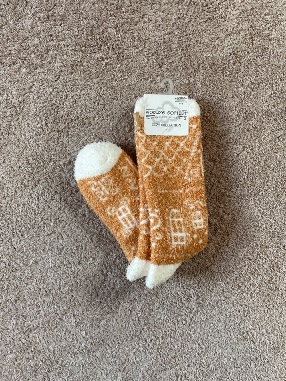 World's Softest Cozy Collection Fuzzy Cabin Socks gingerbread house